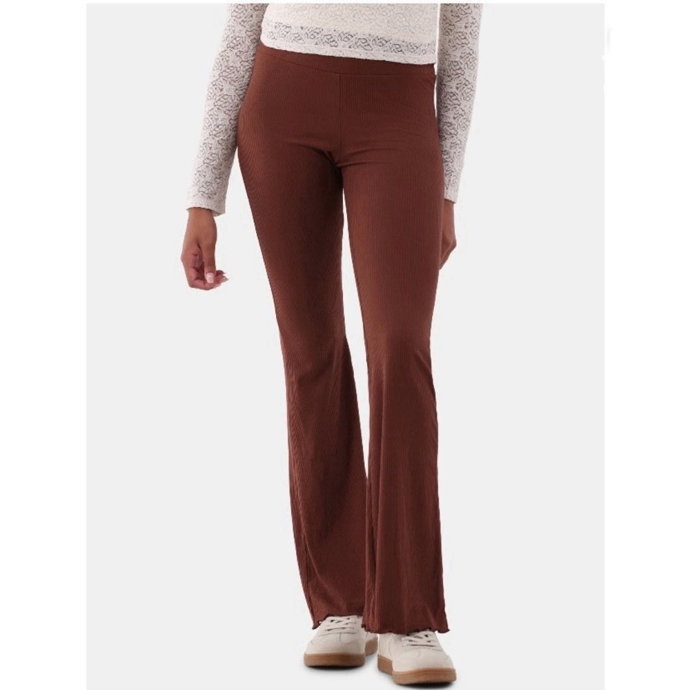 No Boundaries Ribbed Flare Lettuce Hem Pants XL 16-18 New with Tags Cinnamon